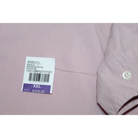 NWT Velvet Graham & Spencer Long Sleeve Collarless Button Up Pink Mens Shirt 2XL - Picture 5 of 7